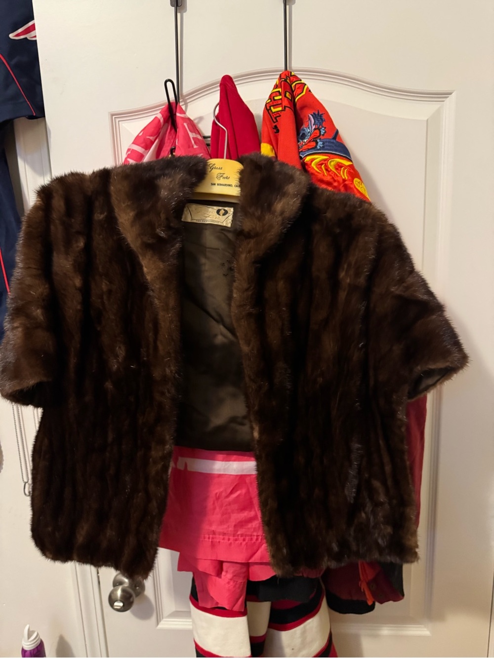 Vintage Short-Sleeve Mink Fur Jacket in Dark Brown